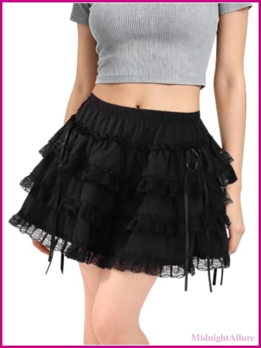 Y2K Mini Ruffle Skirt Multi Layered Lolita Polyester Spandex Elastic Waist